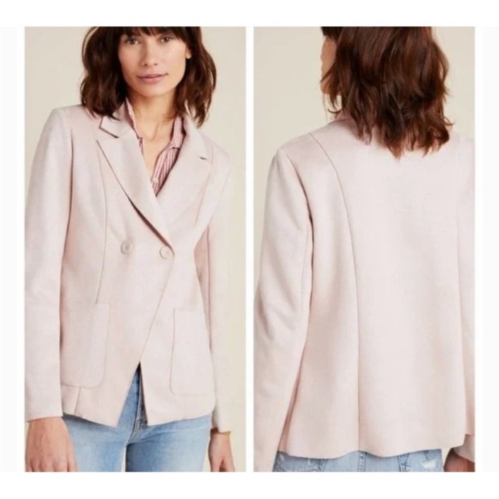Anthropologie Monarc Charli Faux Suede Blush Pink Blazer Women's Sz XS